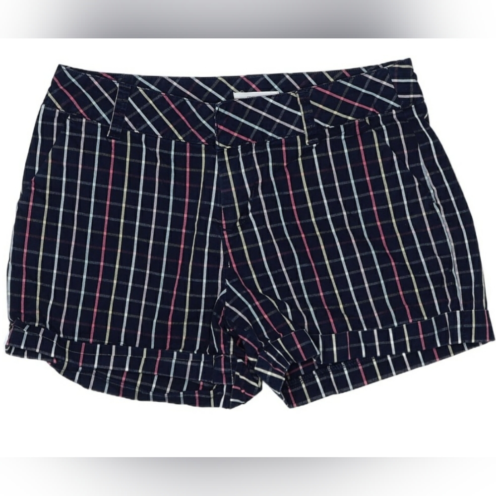 Maurices womens plus navy blue  rainbow plaid shorts